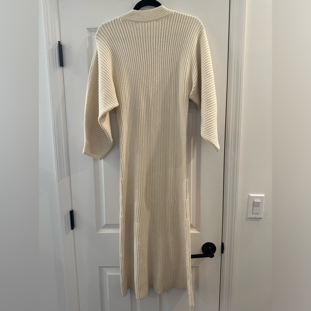 Mara Hoffman Samira Sweater Dress Sz Large Ivory Organic Cotton Stretch Rib Knit - Picture 8 of 11